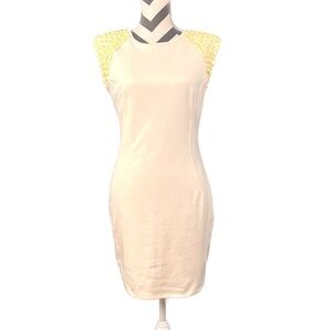 Ted Baker Chira Ivory Bodycon Embellished Shoulders Dress - Size 6